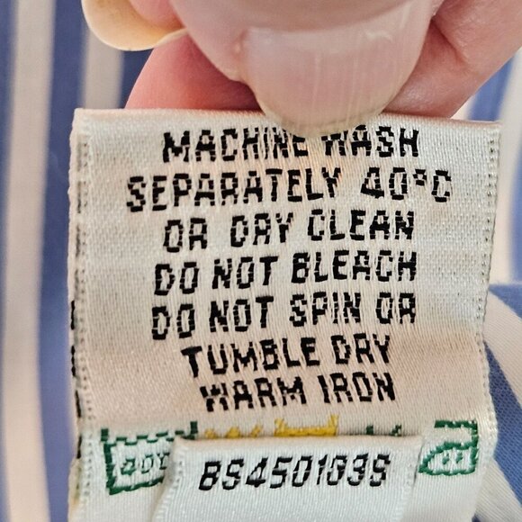 Bugatchi Uomo Men's 2XL Shapped Fit Blue Striped Long Sleeve Shirt Flower Lining - Picture 9 of 11